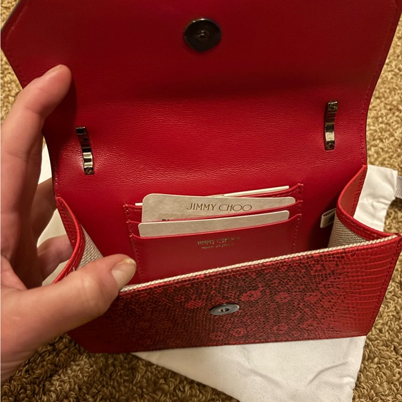 NWT Authentic Jimmy Choo Paris Crystal-Embellished Lizard-Print Red purse bag - Picture 8 of 11